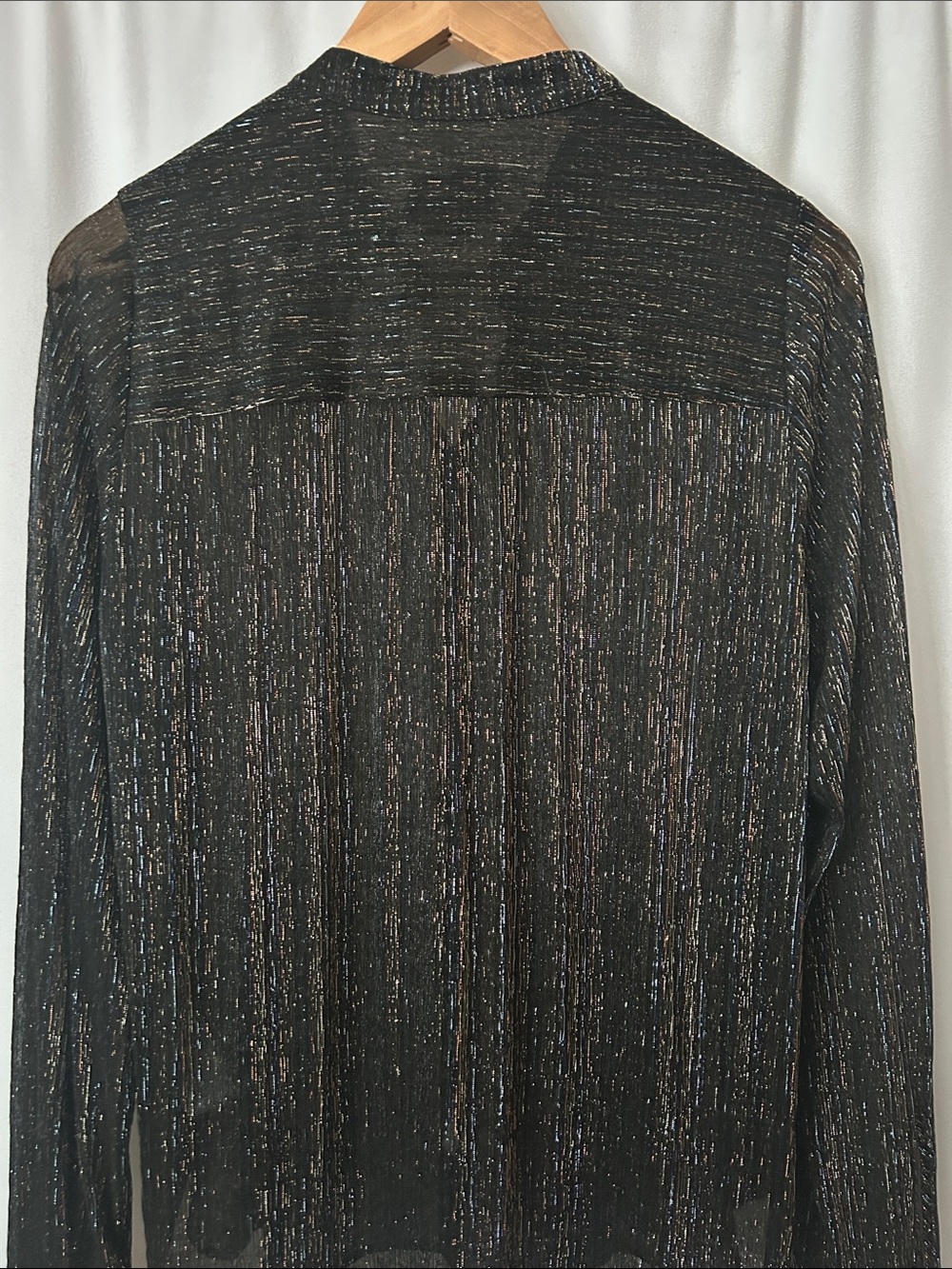 Zadig & Voltaire Black Metallic Thread Long Sleeve Blouse Shirt Top **Size M**🌺🌺 - Picture 6 of 8